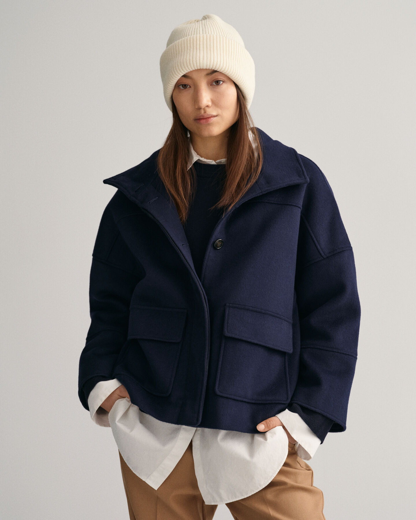 Gorro em lã canelada