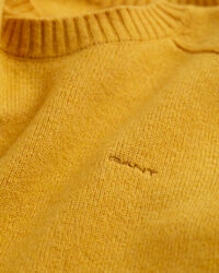 Pulover com decote redondo em lã e ombros com corte saddle