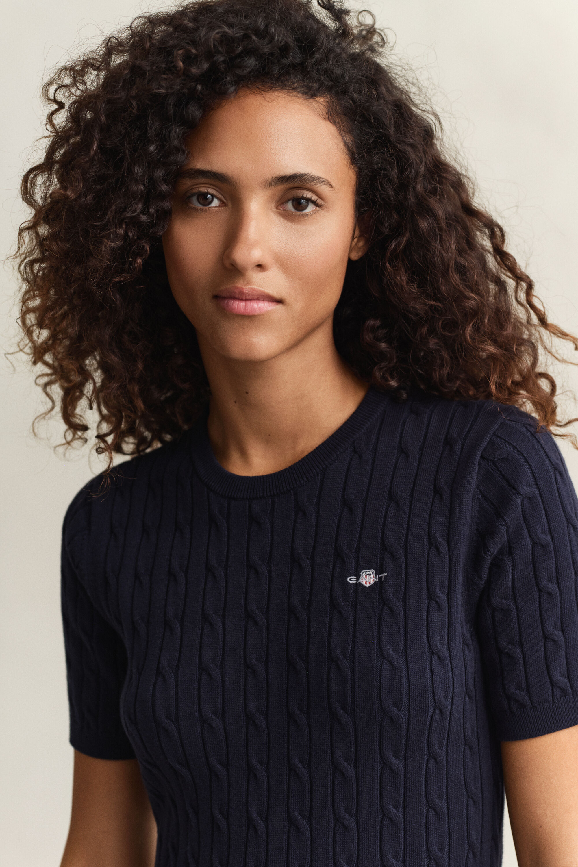 Vestido em malha entrançada de algodão