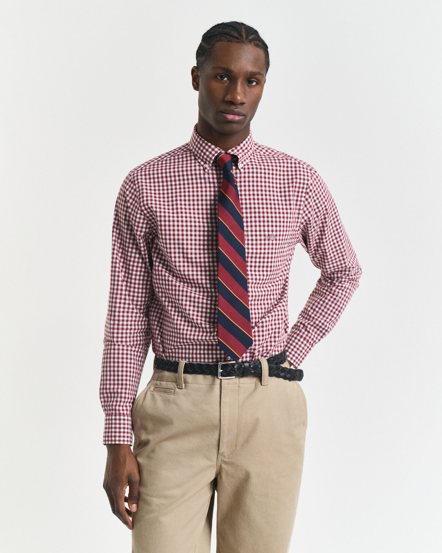Camisa em popelina gingham Classic regular fit