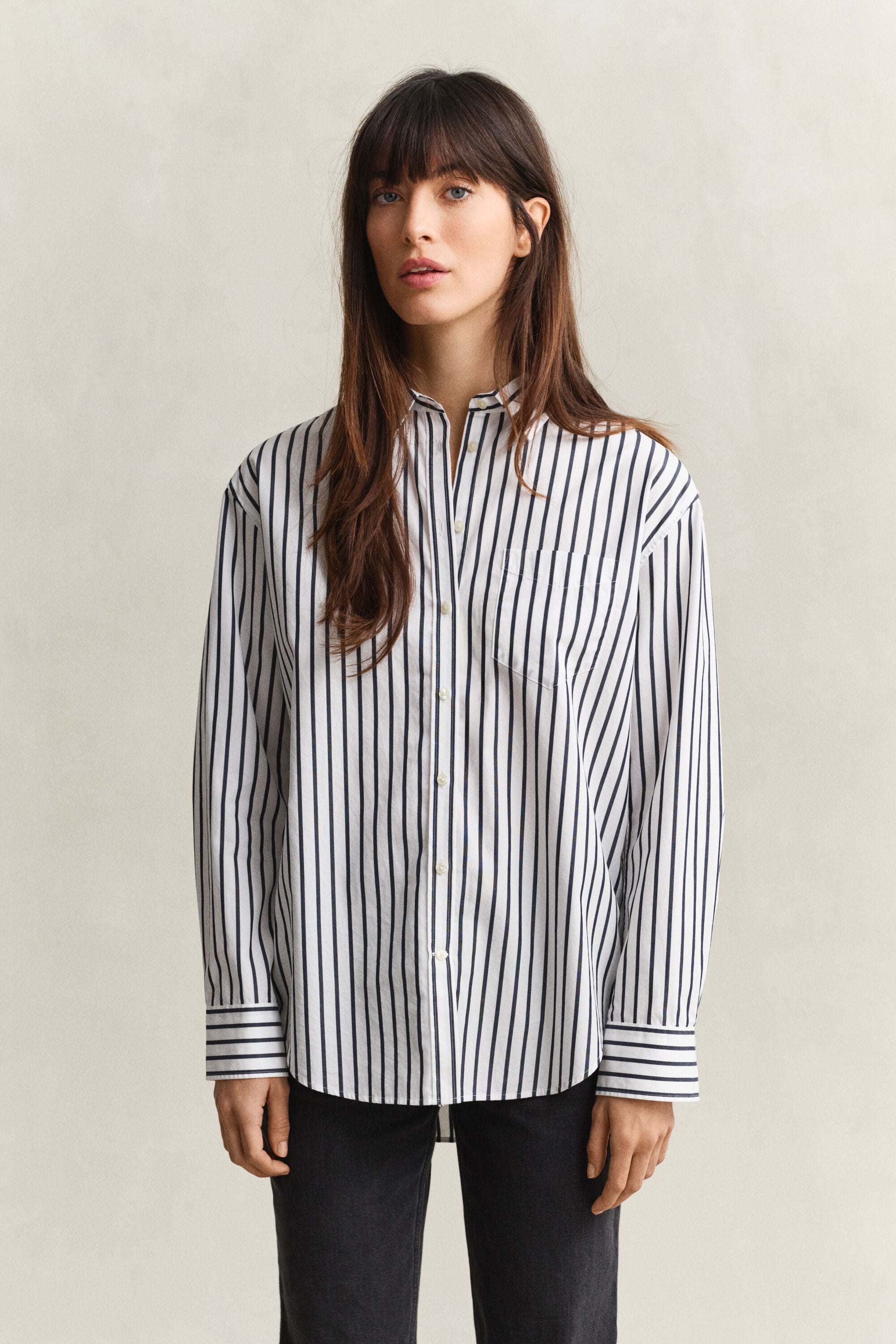 Camisa em popelina às riscas Classic relaxed fit