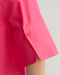 Camisa de manga curta em seda e algod&atilde;o relaxed fit