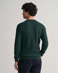 Sweatshirt com decote redondo em algod&atilde;o micro texturizado