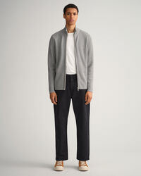 Casaco em malha canelada com fecho Texture