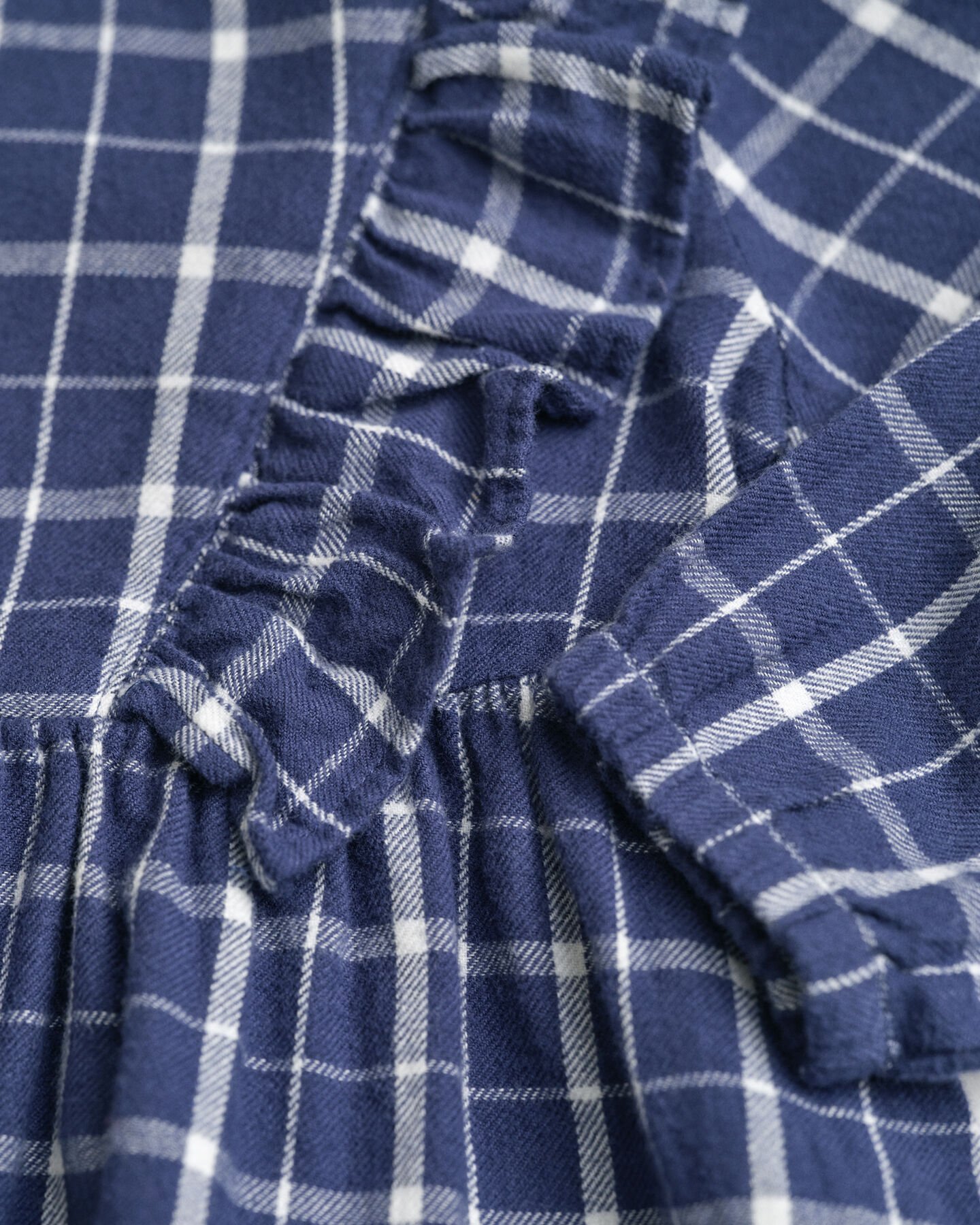 Vestido em flanela com padrão de xadrez e folhos Baby Girls