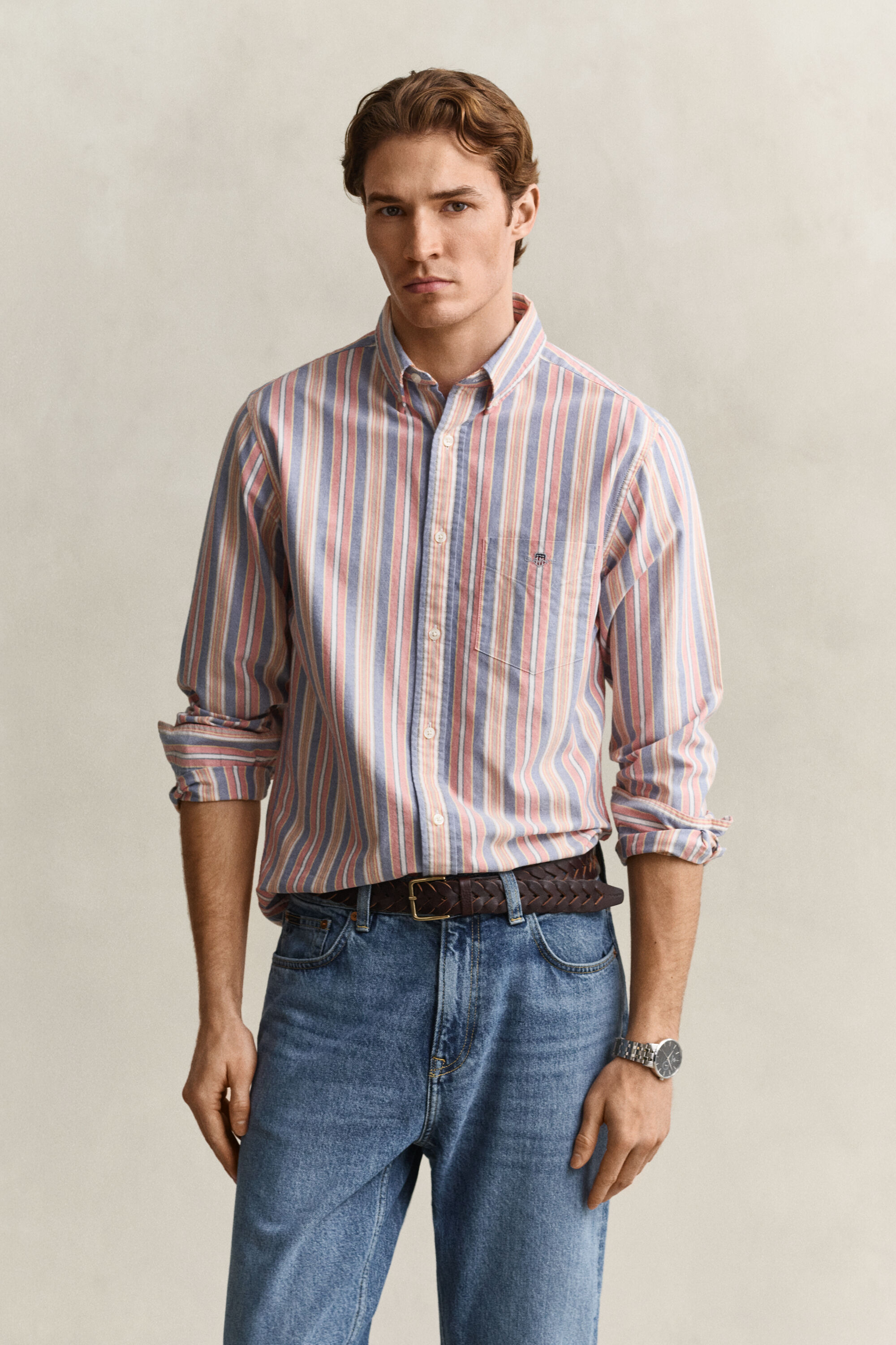 Camisa Oxford às riscas Classic