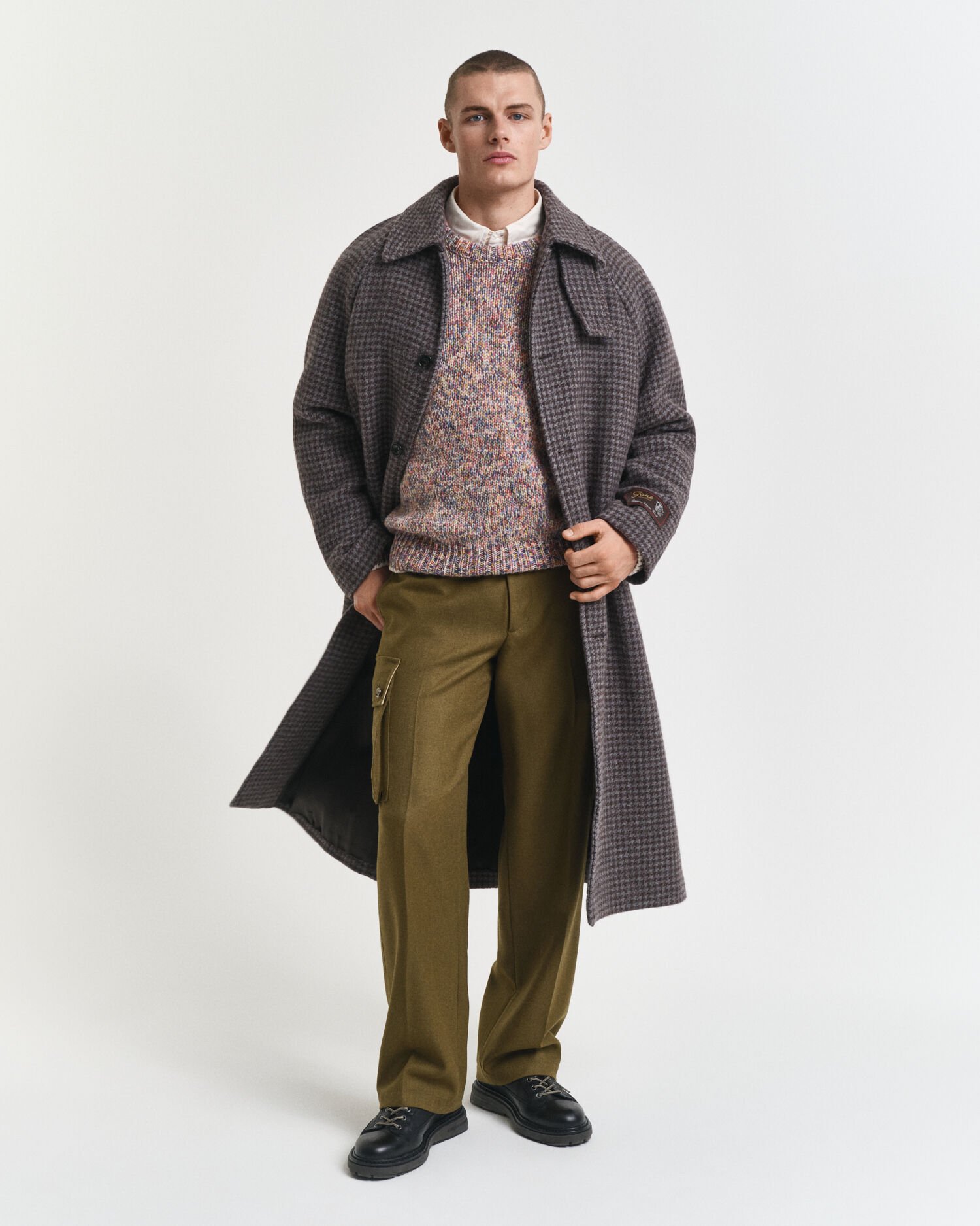 Camisola de malha com decote redondo multicolor