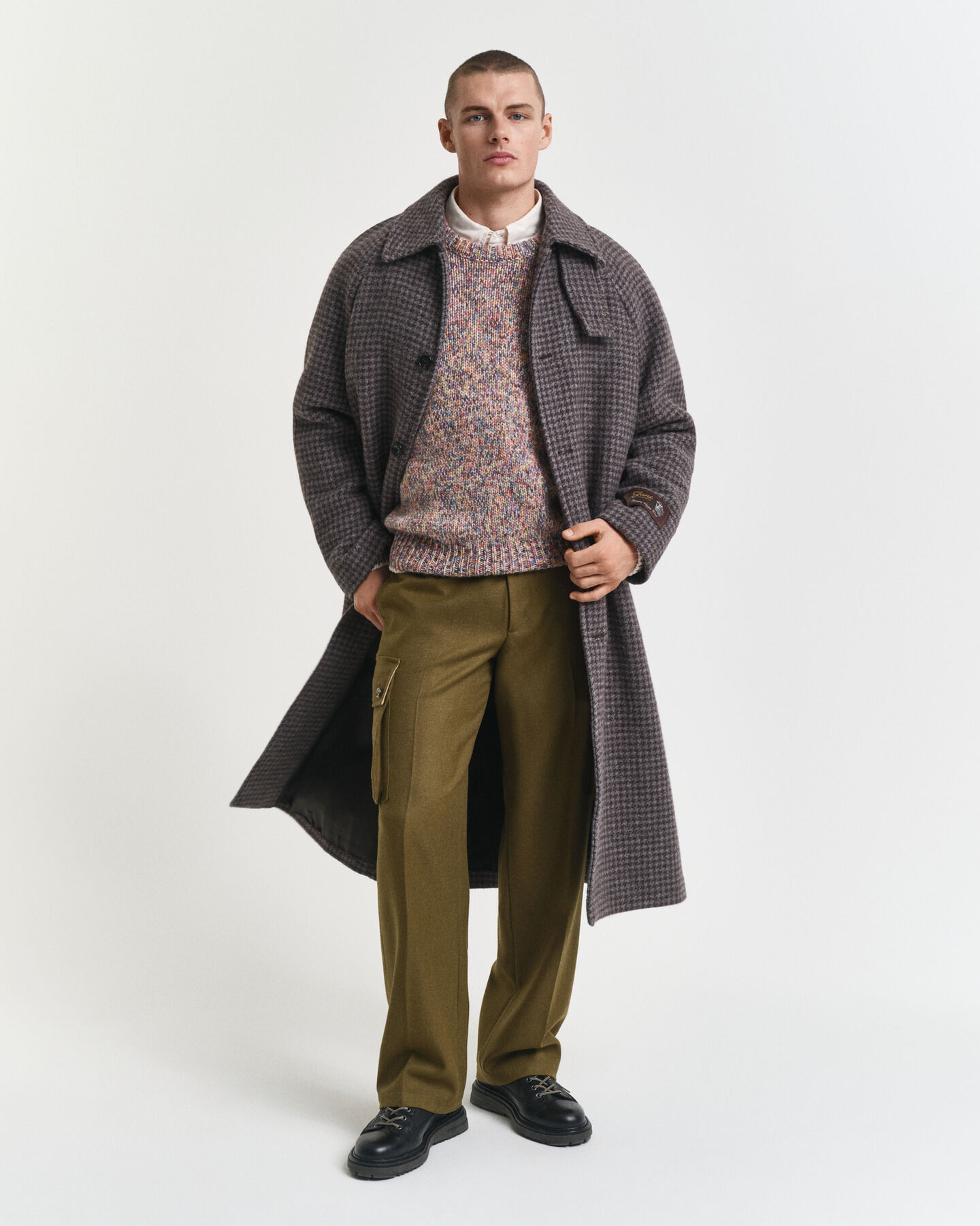 Camisola de malha com decote redondo multicolor