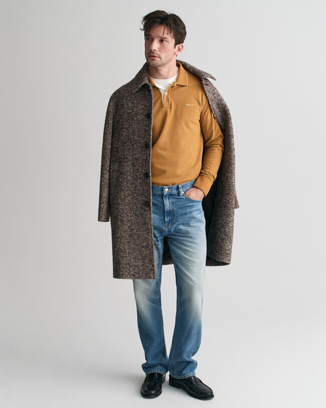 Polo de mangas compridas com colarinho texturizado