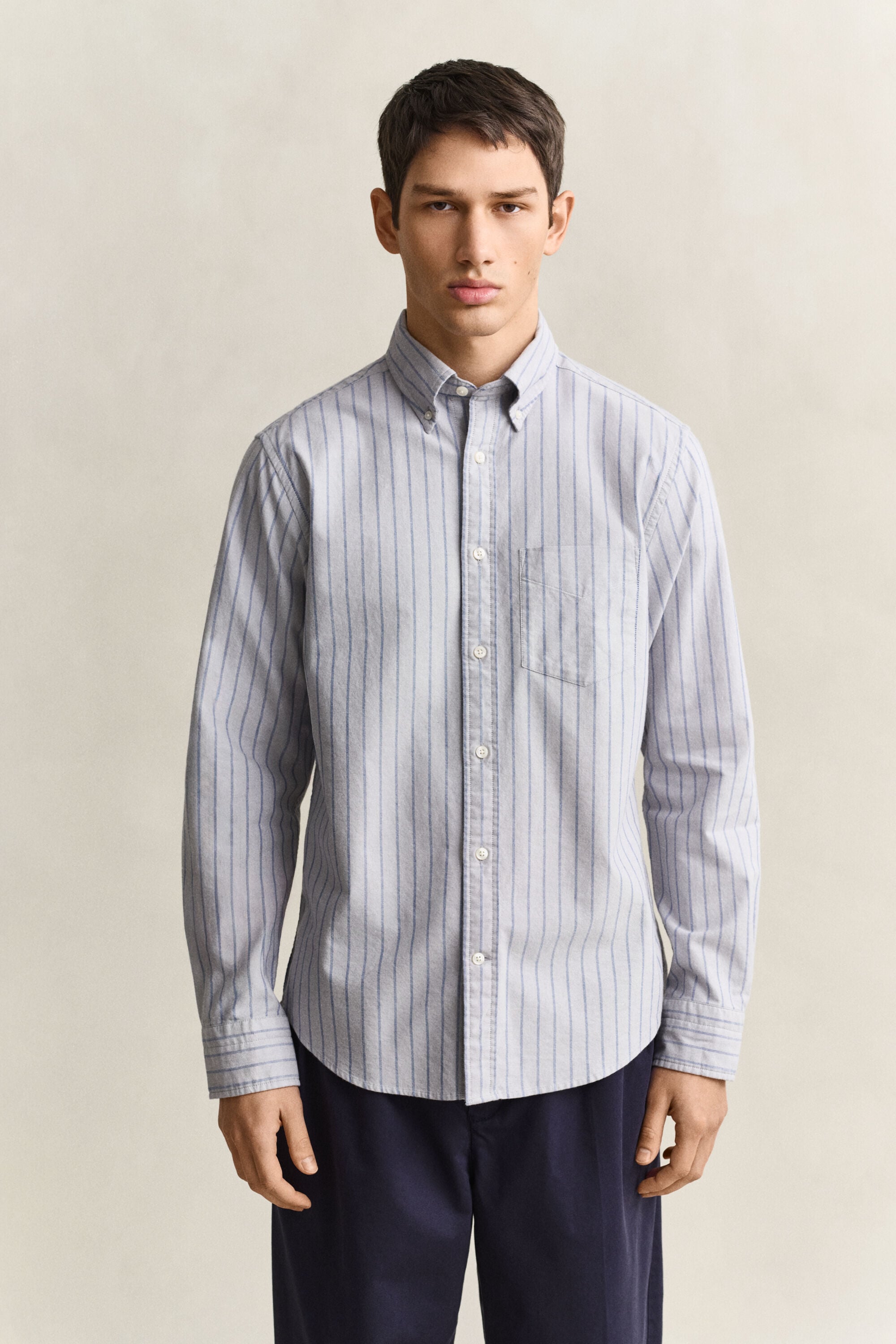 Camisa Oxford às riscas Classic