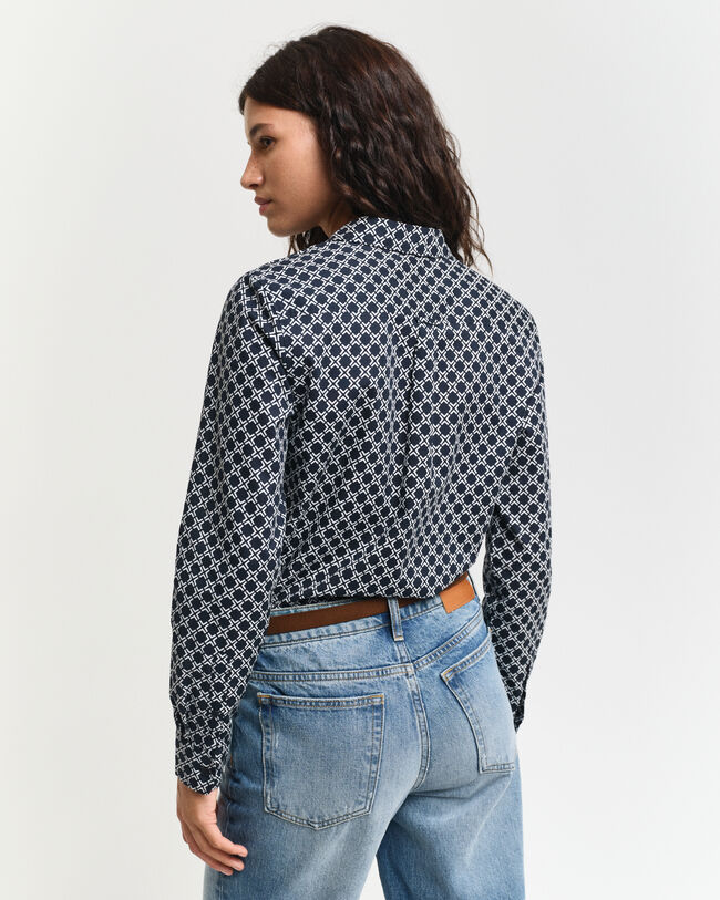 Camisa em voile de algodão Geometric regular fit