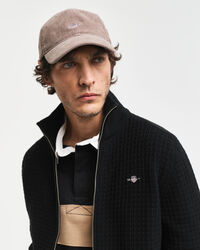 Casaco de malha com fecho de correr em algodão texturizado