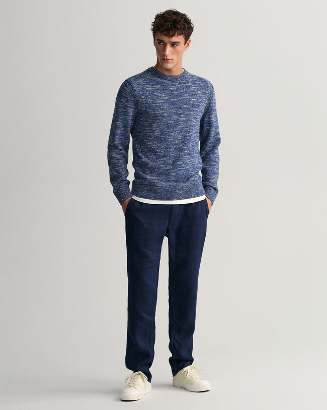 Pulover com decote redondo e fios torcidos