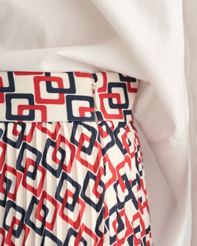 Saia plissada com estampado geom&eacute;trico