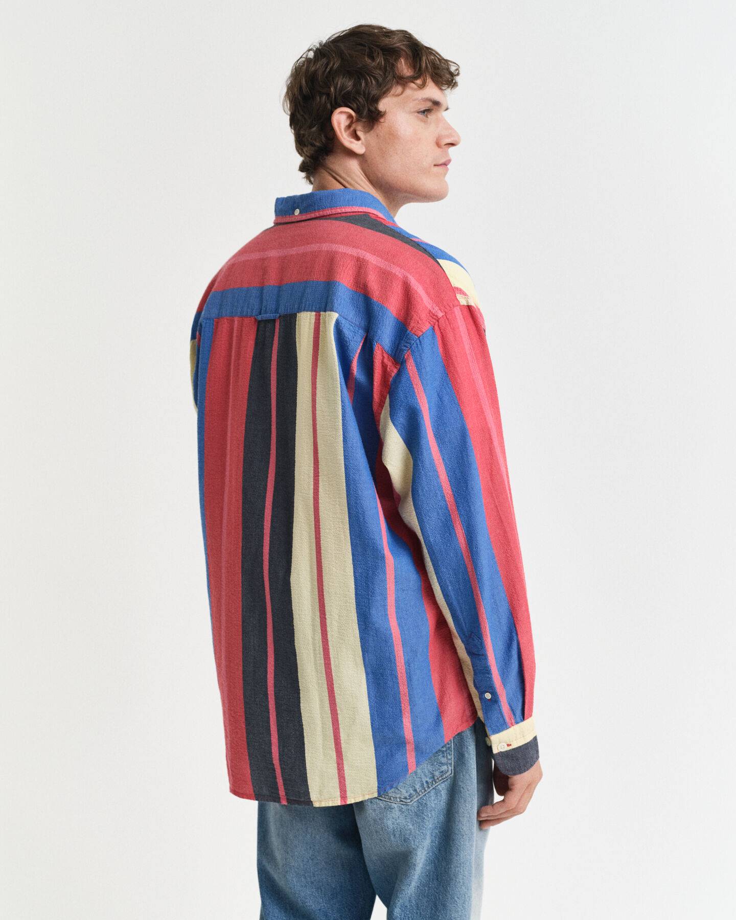 Camisa Seersucker &agrave;s riscas oversized fit