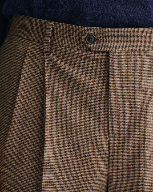 Calças de fato com padrão de xadrez Houndstooth