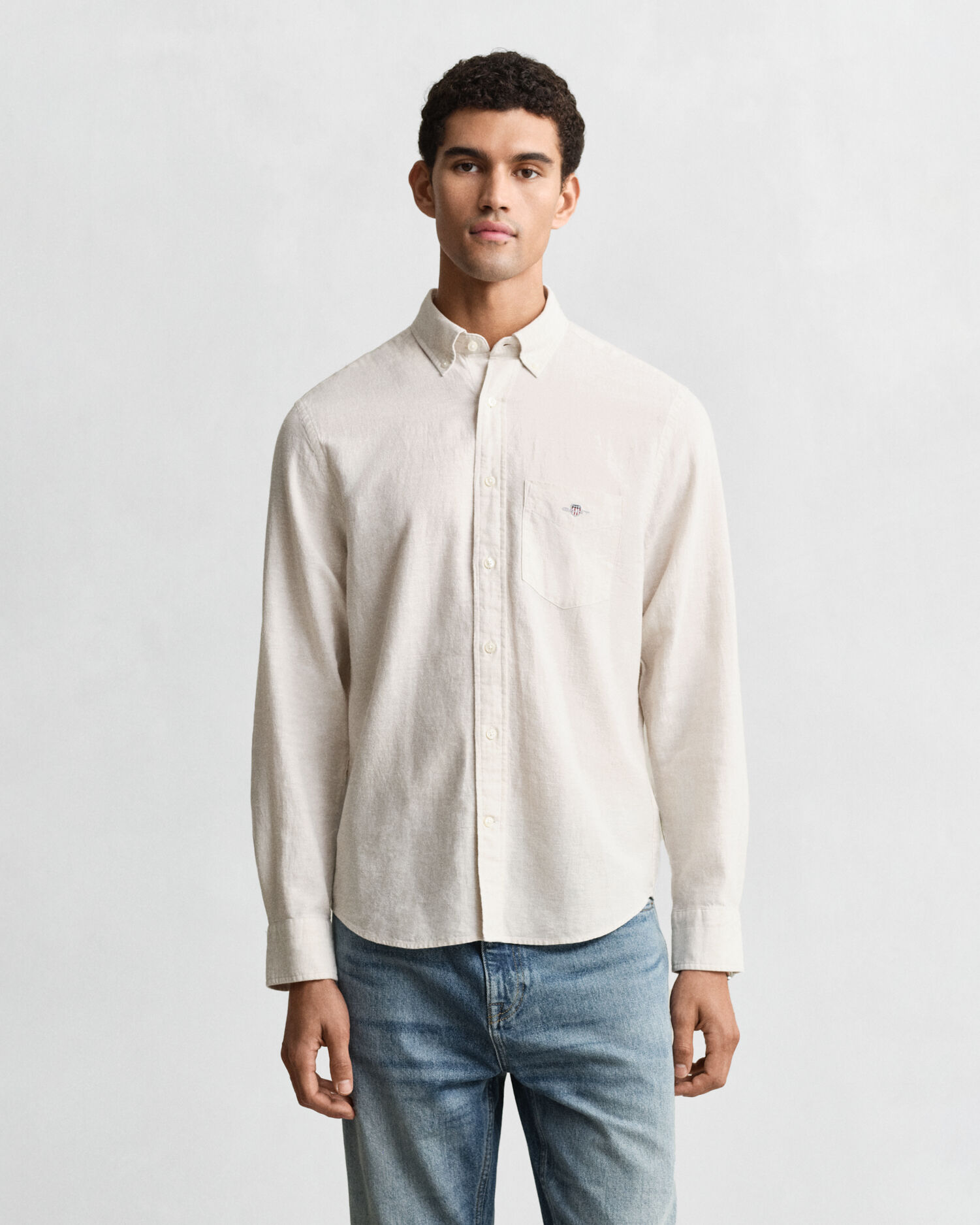 Camisa em mistura de linho