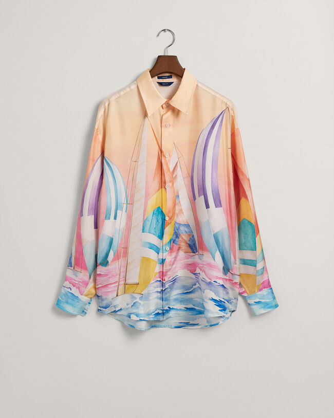Camisa de seda com estampado Sailing oversized