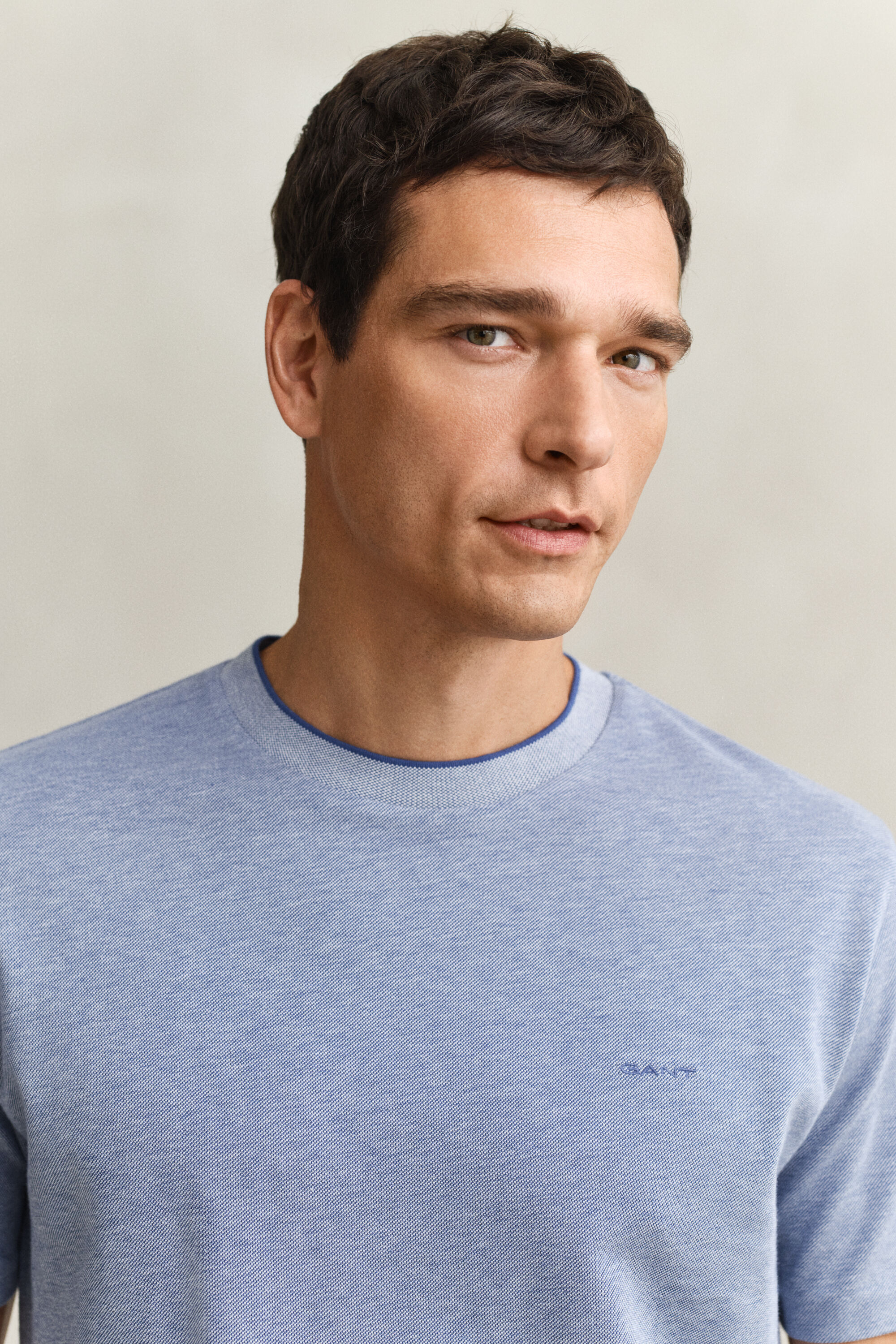 T-shirt em algodão piqué de dois tons