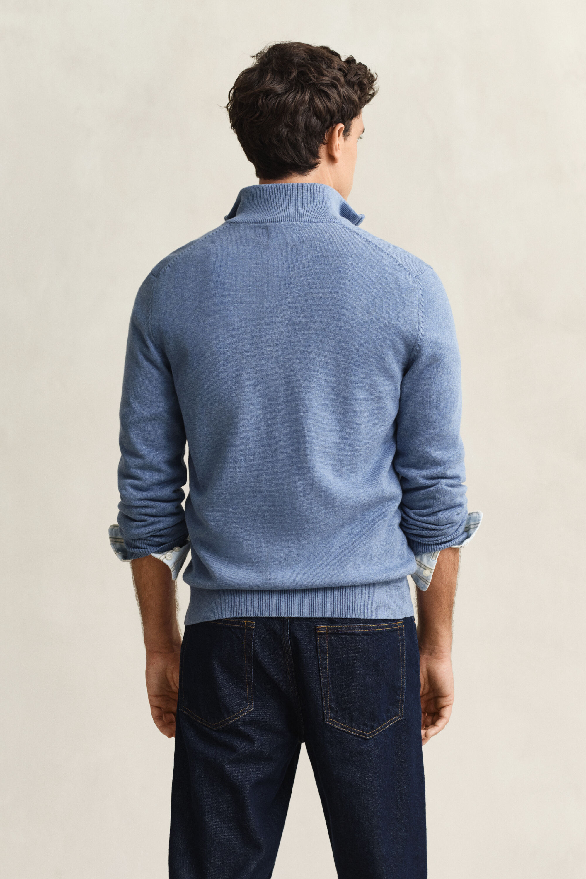 Casaco de malha com fecho de correr Casual Cotton