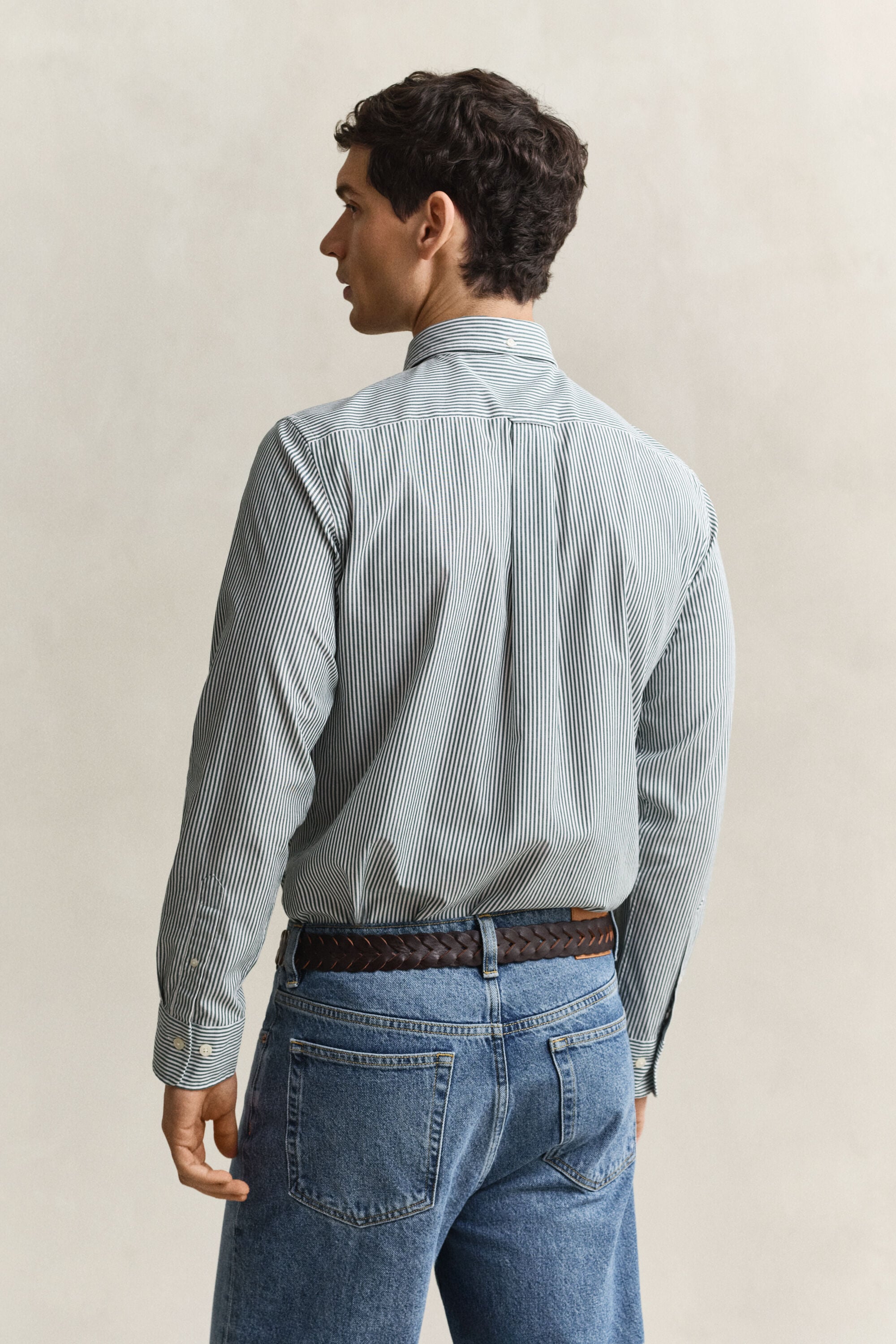 Camisa em popelina às riscas Classic regular fit