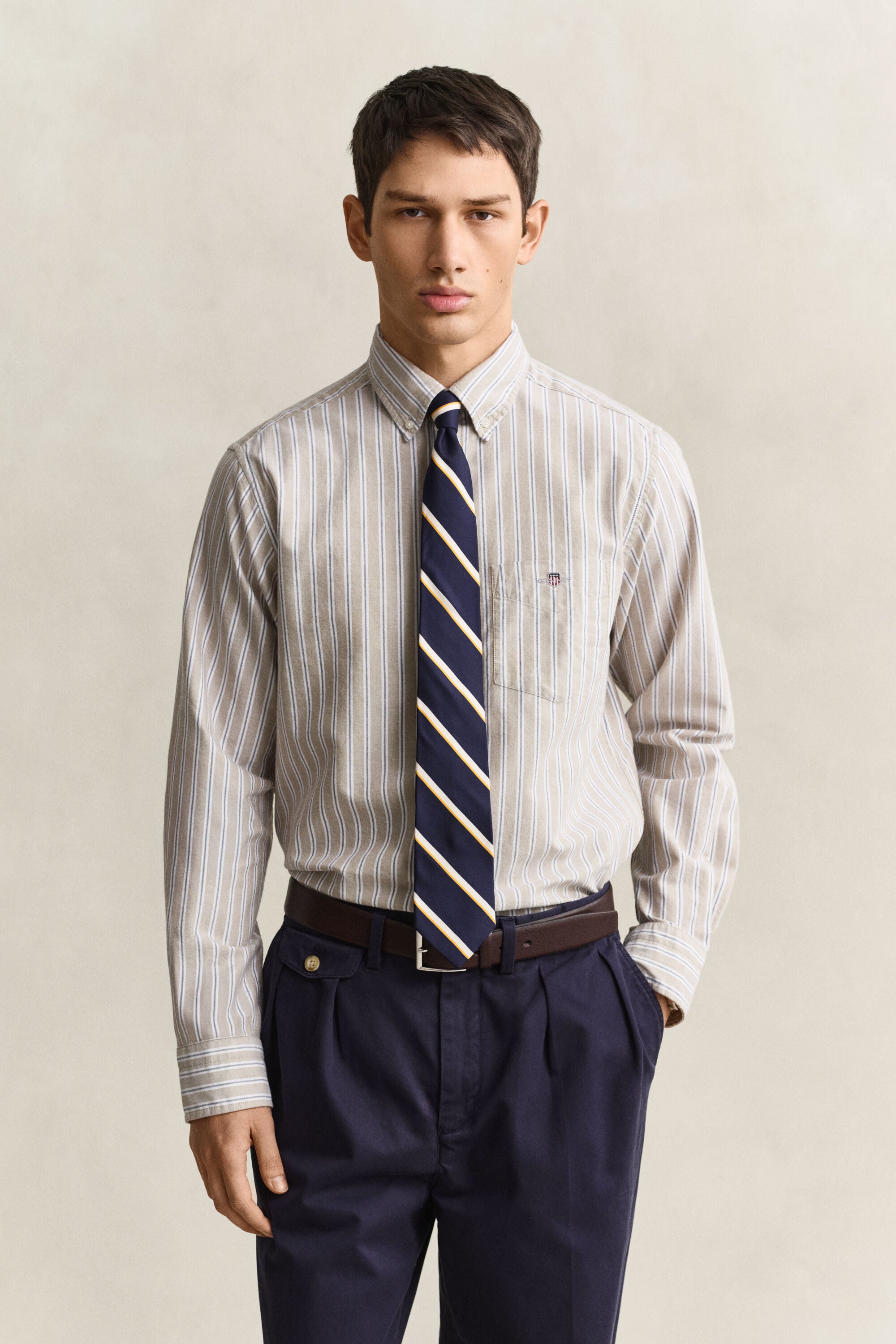 Camisa Oxford às riscas Classic
