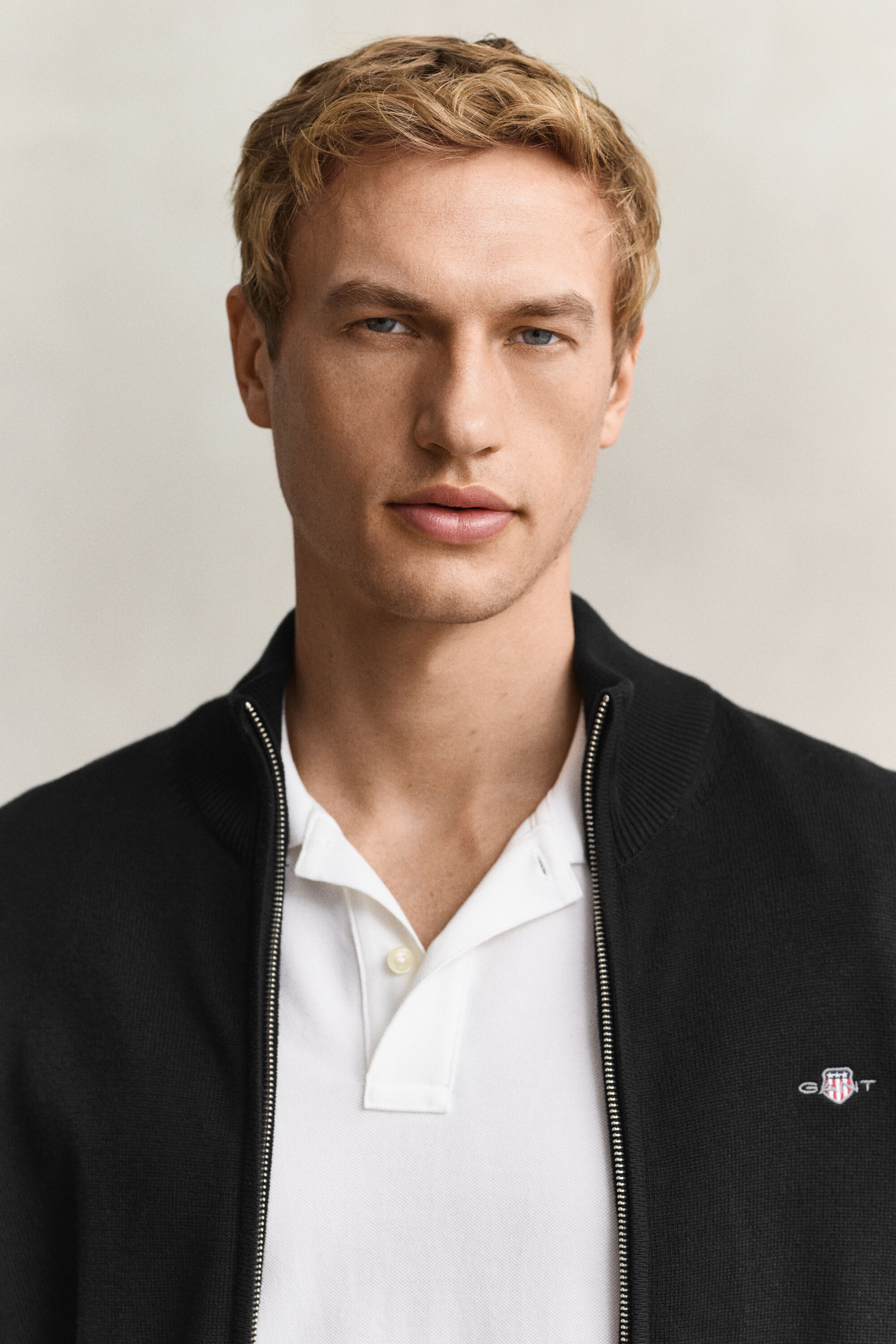 Casaco de malha com fecho de correr Casual Cotton