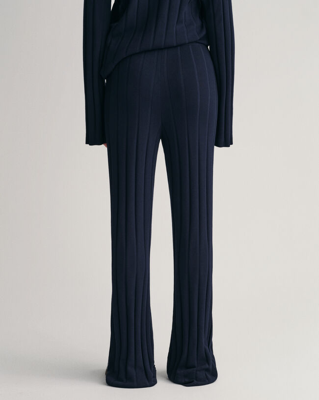 Calças em malha canelada