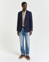 Camisola de malha com meio fecho em lã extrafina