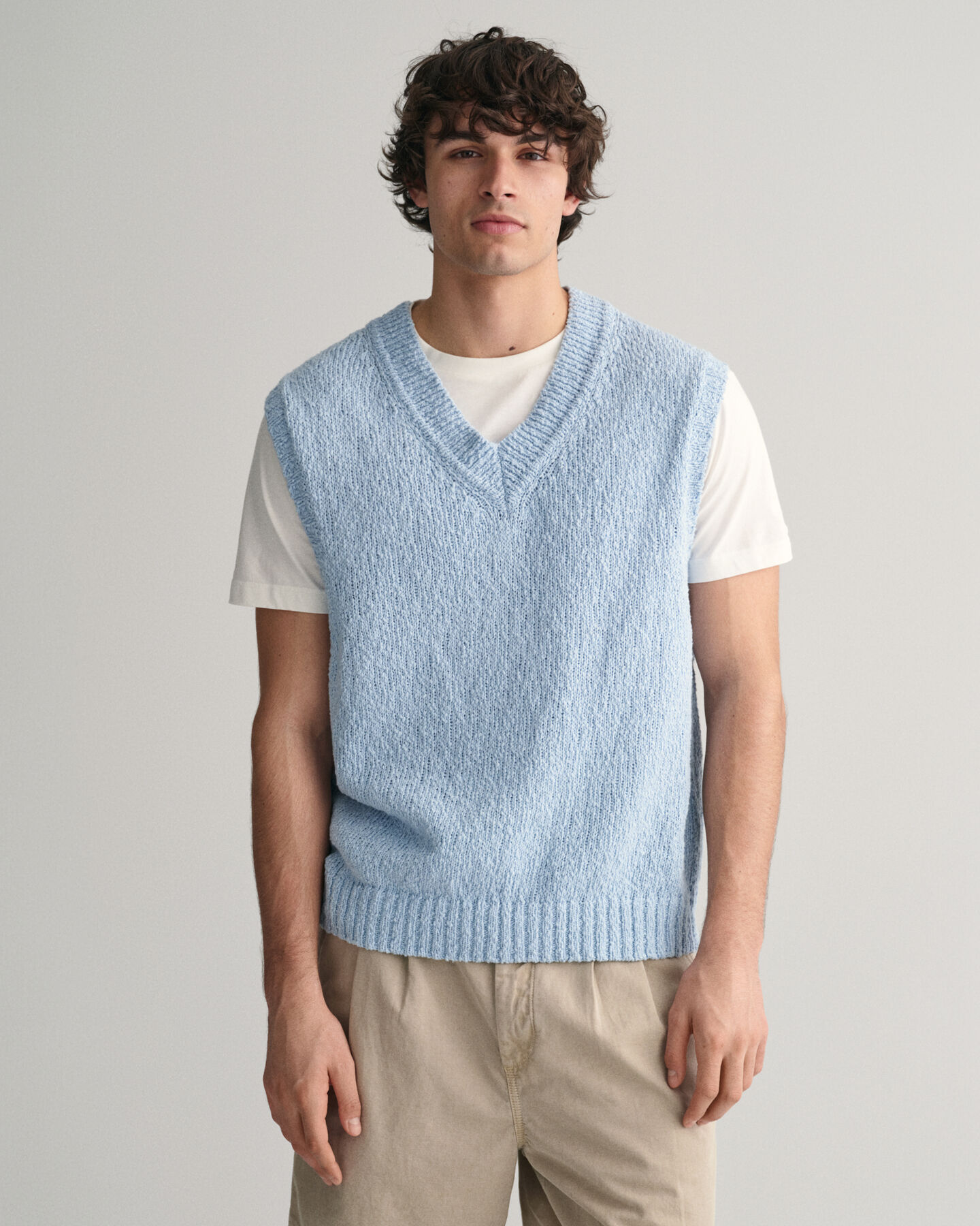 Colete em algodão texturizado com mistura de fios