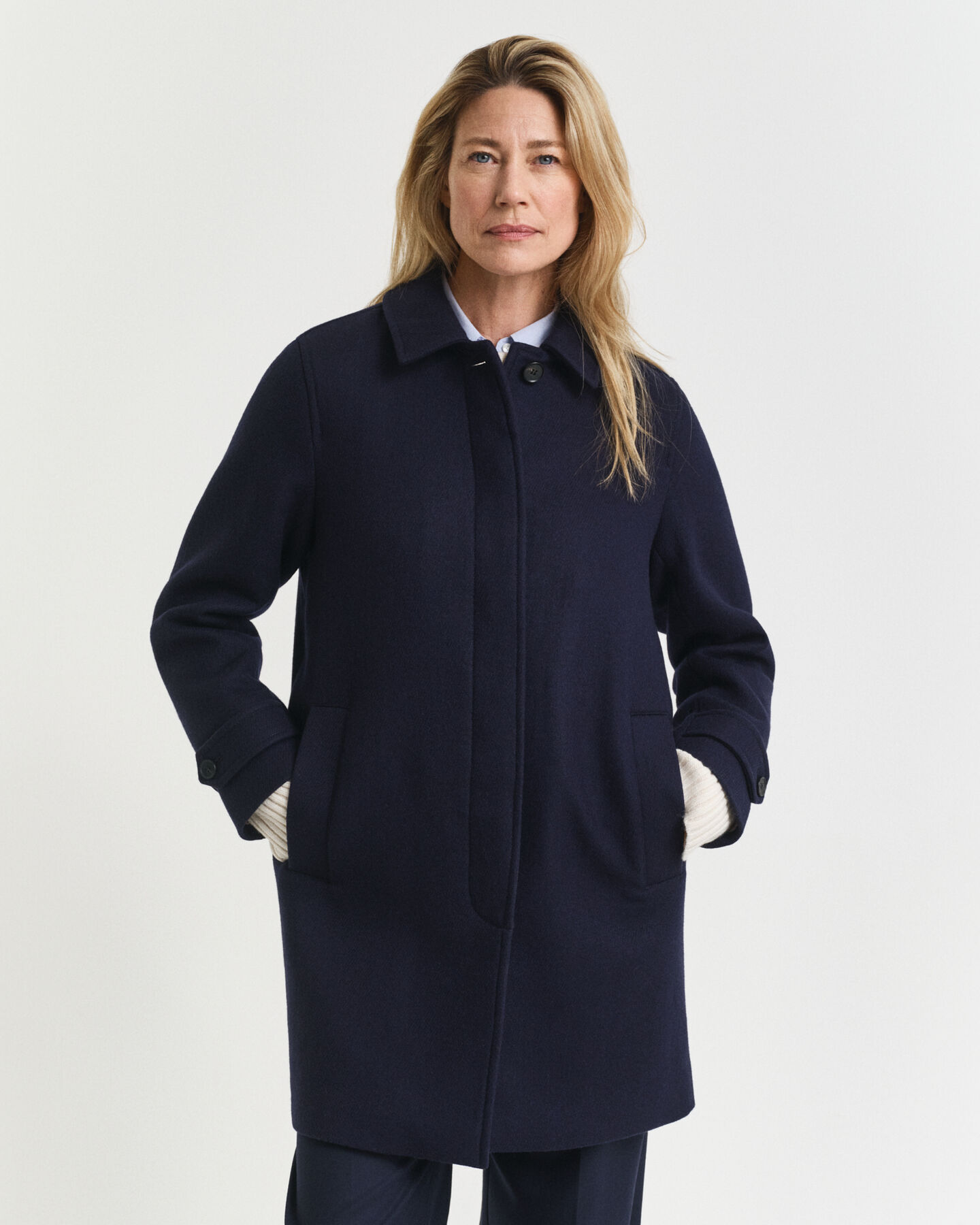 Gabardina em mistura de lã