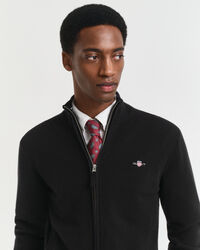 Casaco de malha com fecho em lã extrafina