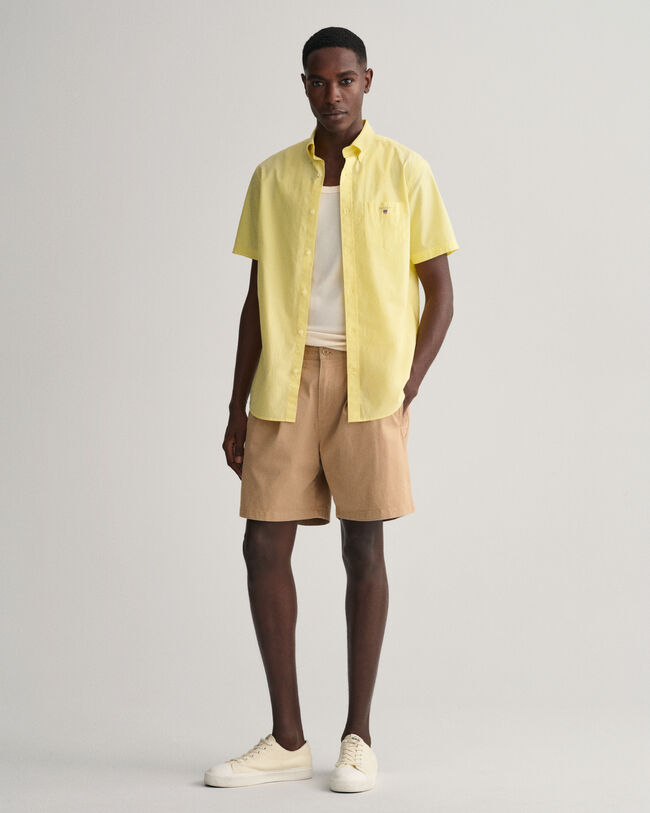 Camisa de popelina com manga curta regular fit