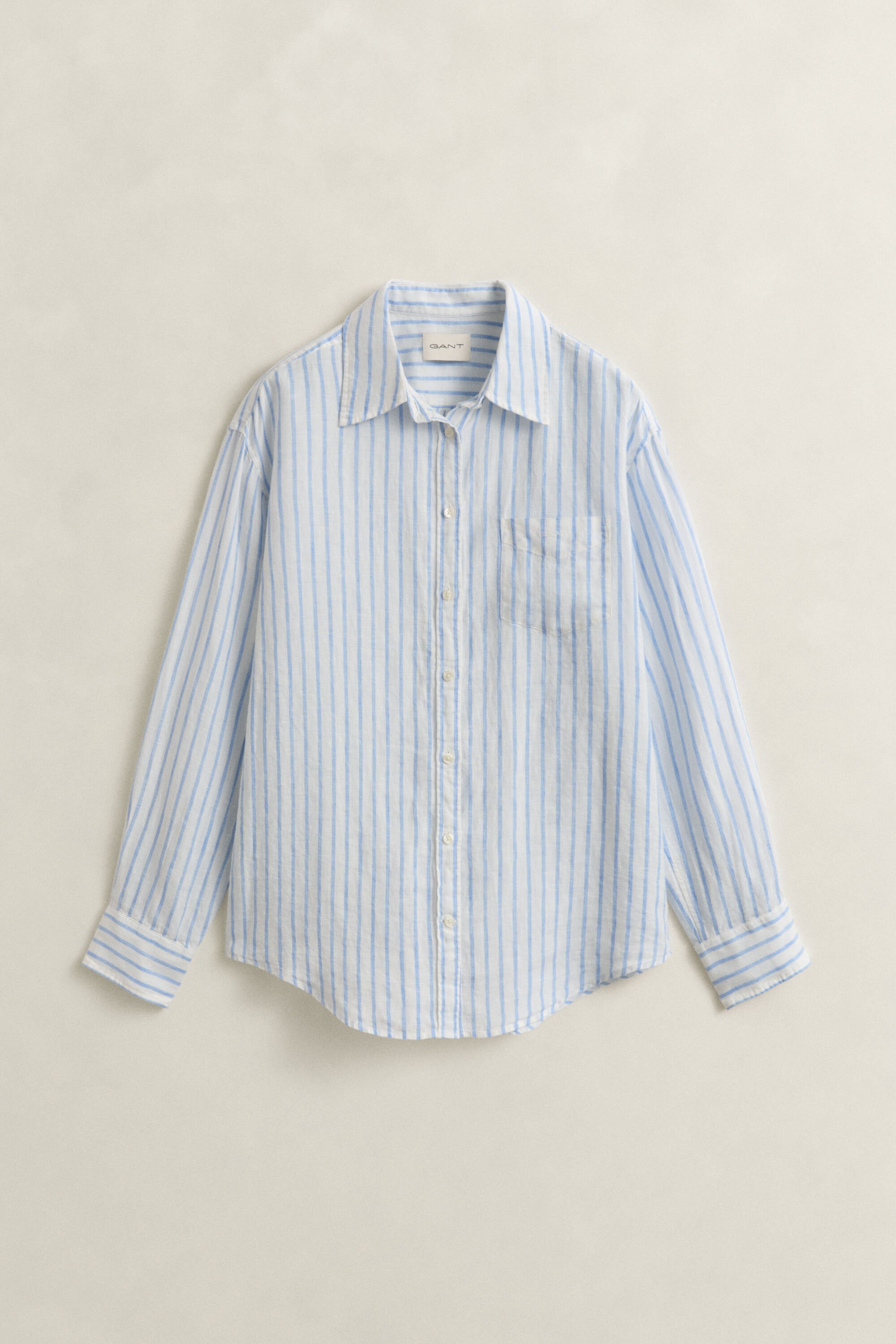 Camisa de linho às riscas relaxed fit