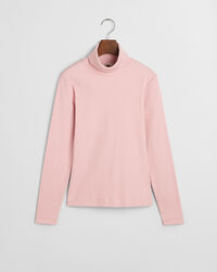 Camisola de manga comprida canelada com gola alta