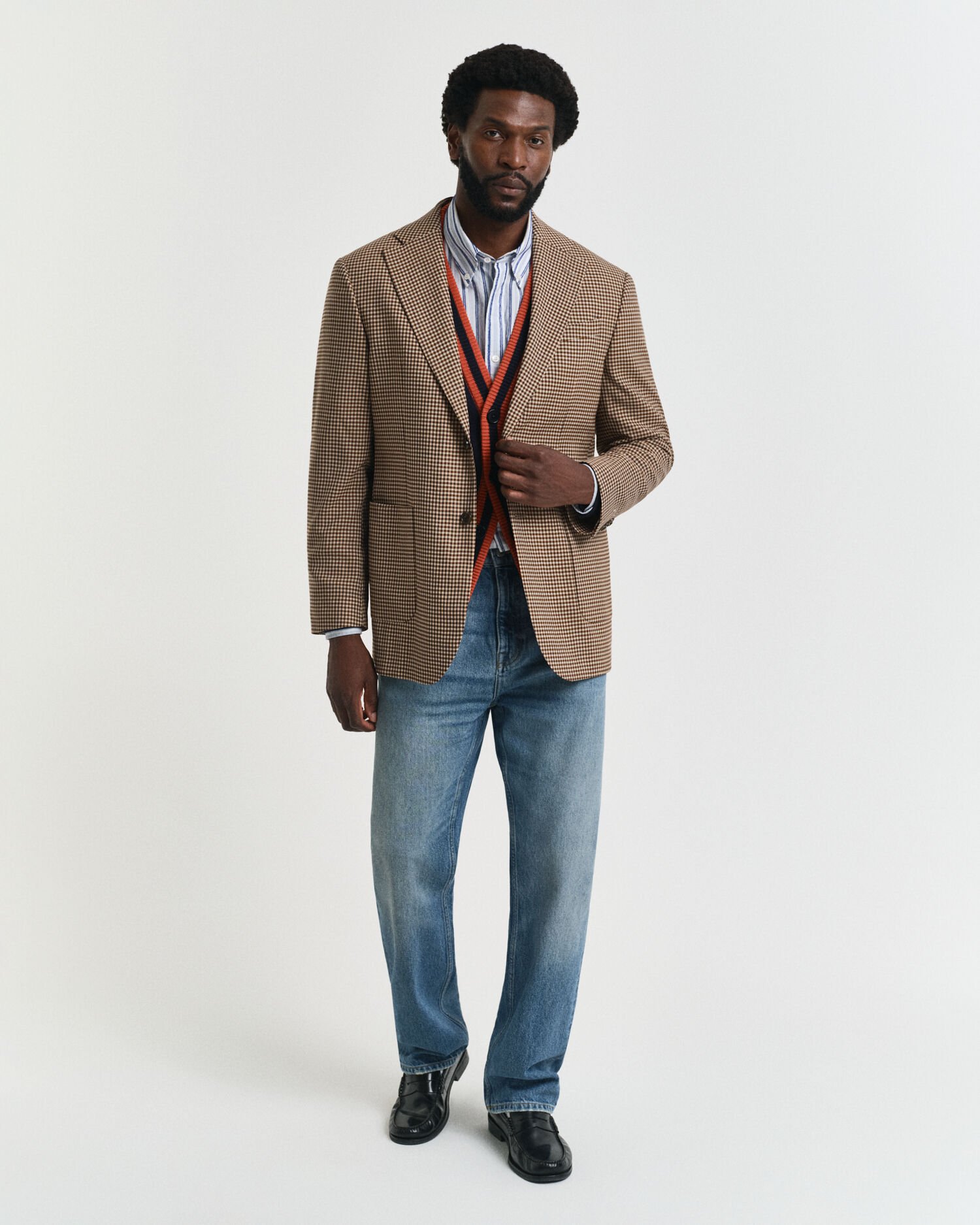 Blazer com padrão de xadrez Gingham relaxed fit