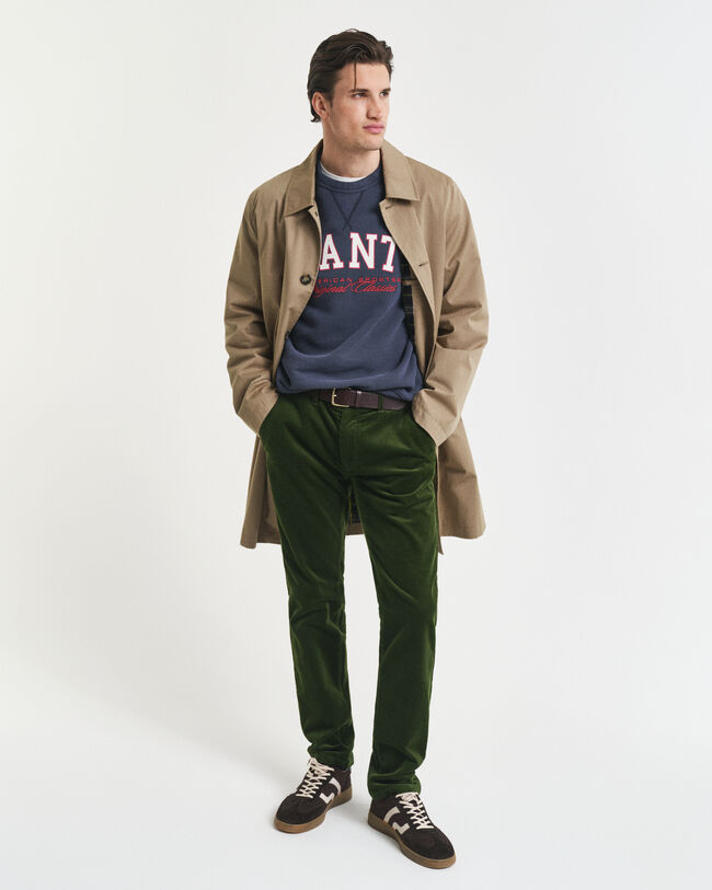 Calças chino em bombazina slim fit