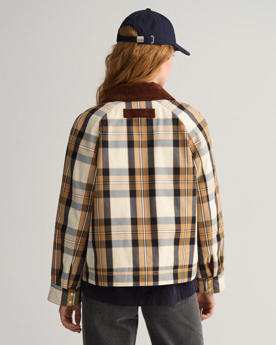 Casaco curto com padrão de xadrez