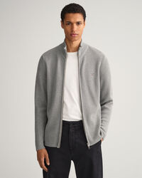 Casaco em malha canelada com fecho Texture