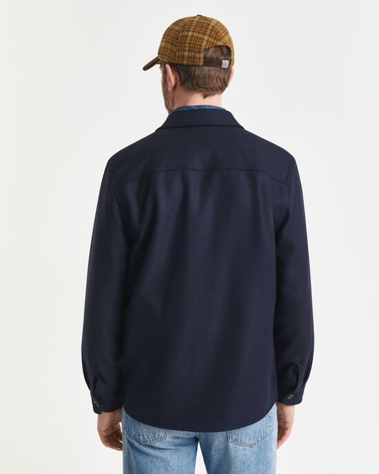 Sobrecamisa em mistura de lã regular fit