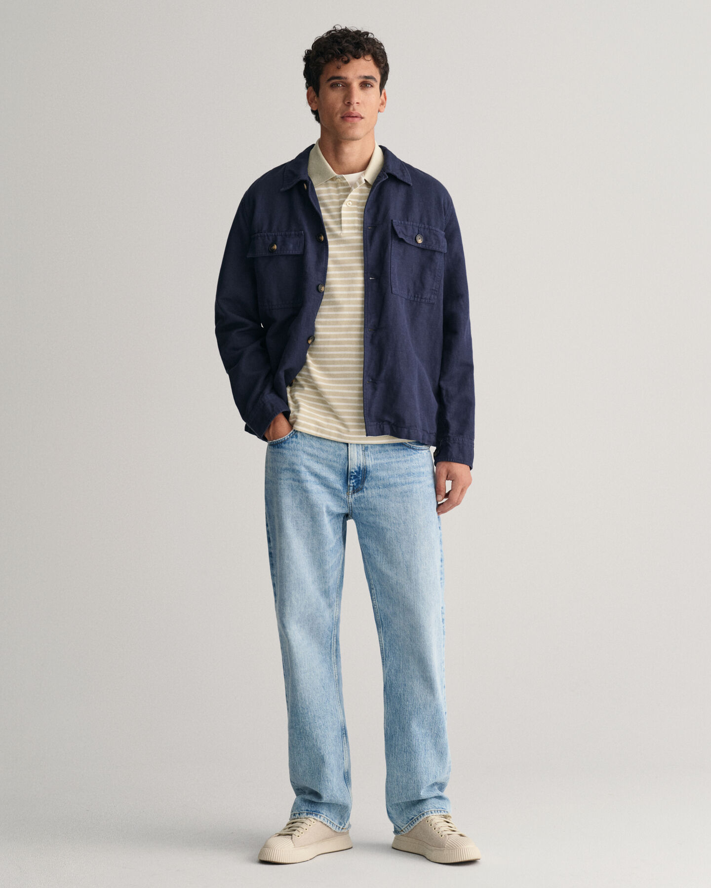 Polo em algodão piqué às riscas