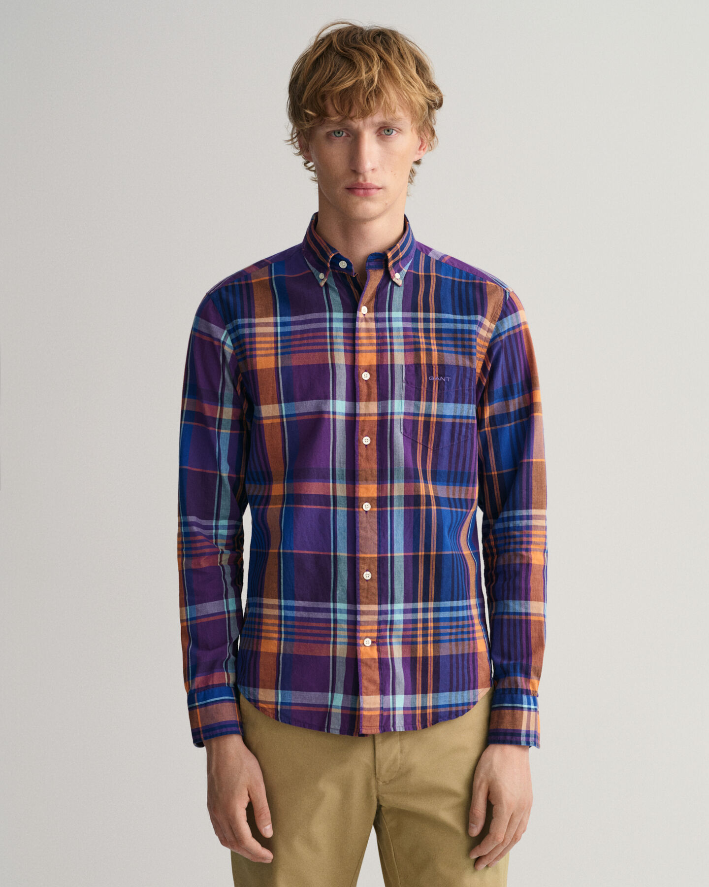 Camisa colorida Madras regular fit