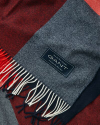 Manta decorativa com padrão de xadrez em lã de merino extrafina