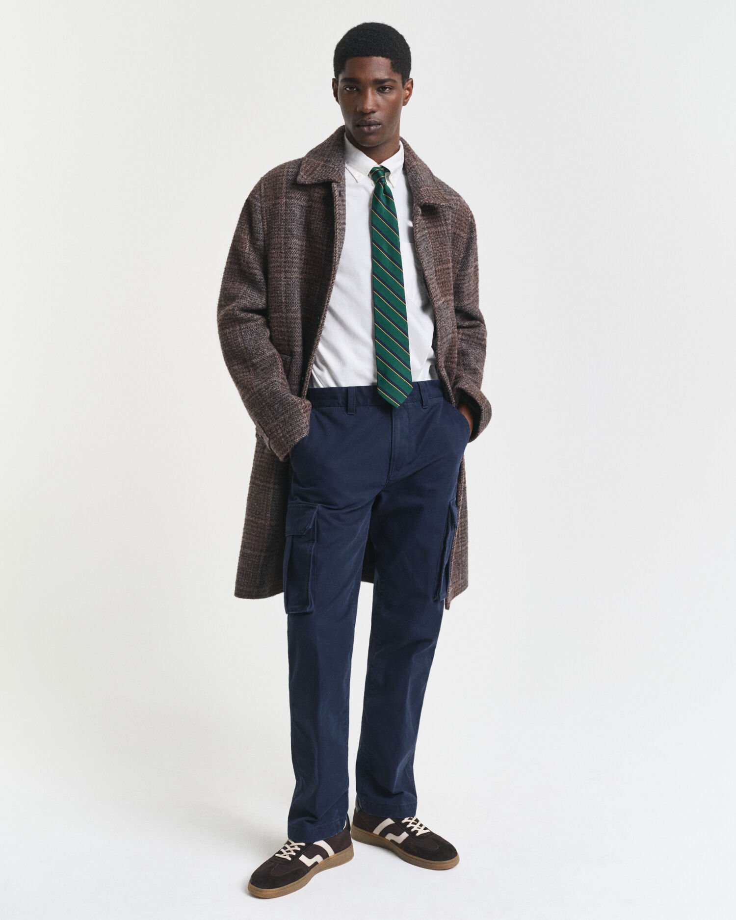 Calças cargo em sarja de algodão regular fit