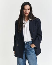 Blazer em lã com padrão Hopsack oversized