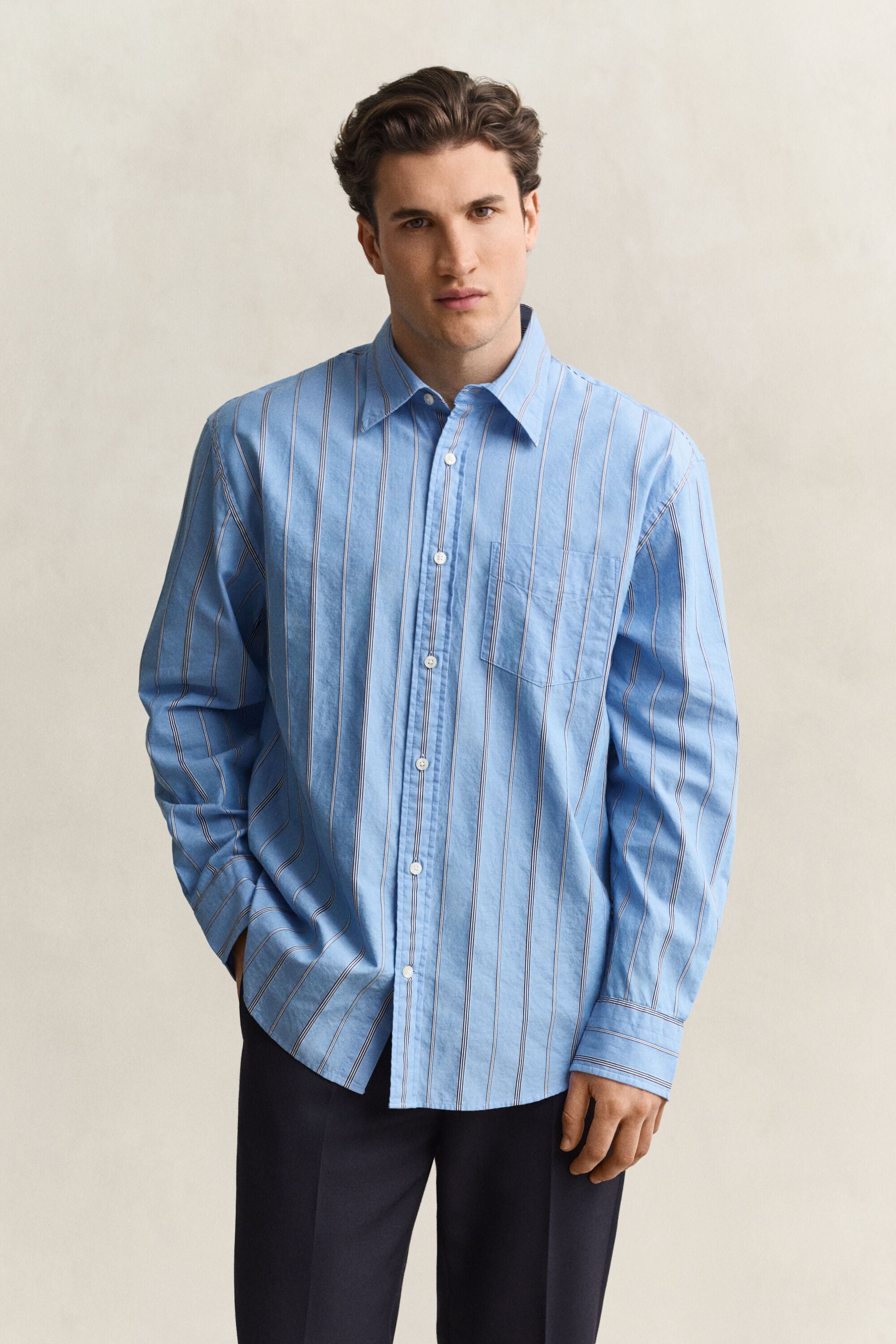 Camisa às riscas Dobby relaxed fit