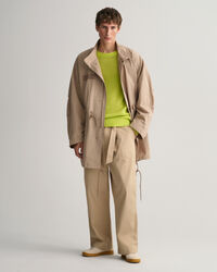 Calças em popelina de algodão com cinto