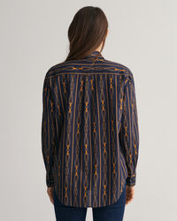 Camisa em voile de algod&atilde;o &agrave;s riscas Rope relaxed fit