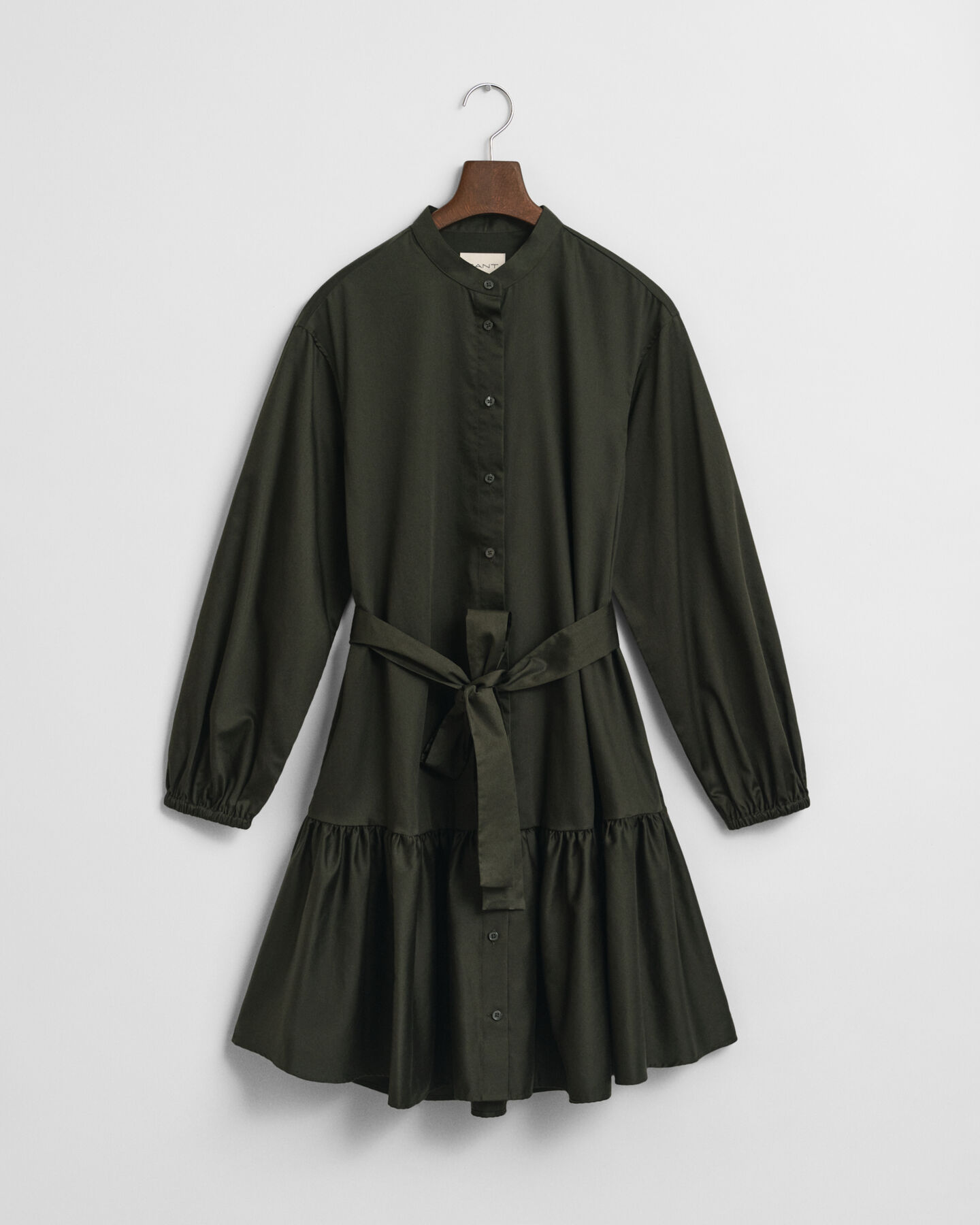 Vestido de manga comprida em algodão acetinado