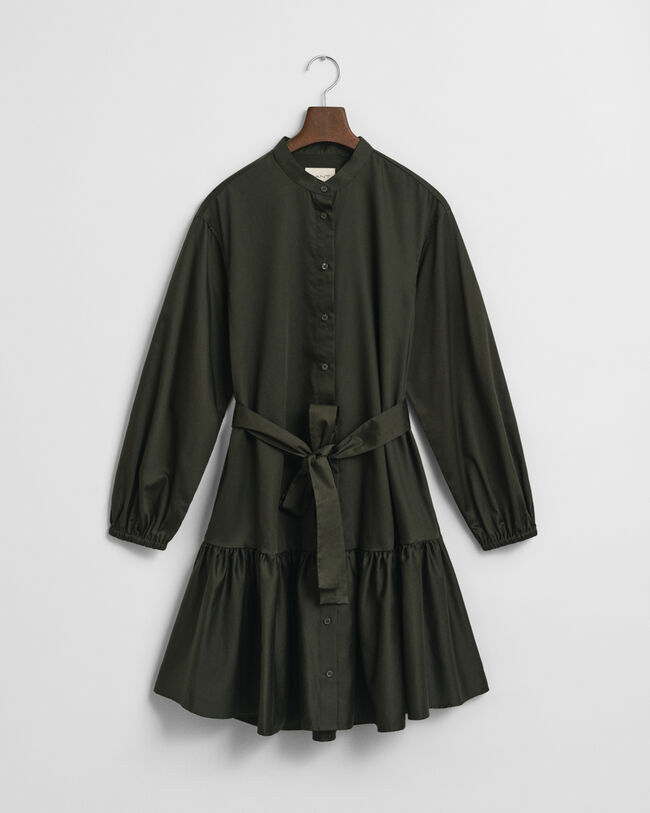 Vestido de manga comprida em algodão acetinado